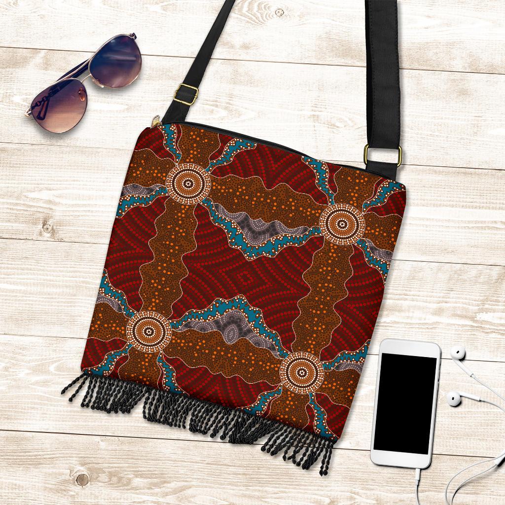 Crossbody Boho Handbags - Aboriginal Dot Painting Bag Ver06