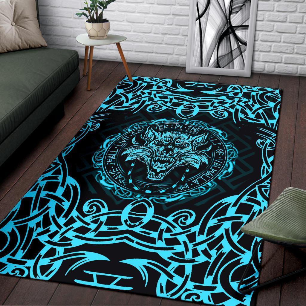 Viking Area Rug Fenrir Viking Cyan 3D