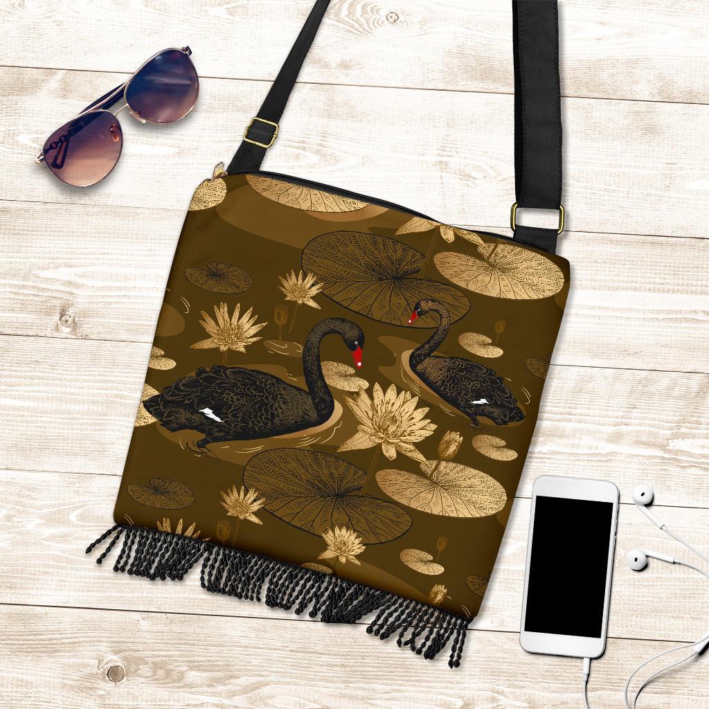 Australia Crossbody Boho Handbag - Black Swans Bags Landscape Art