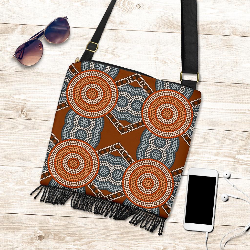 Crossbody Boho Handbags - Aboriginal Dot Painting Bag Ver05