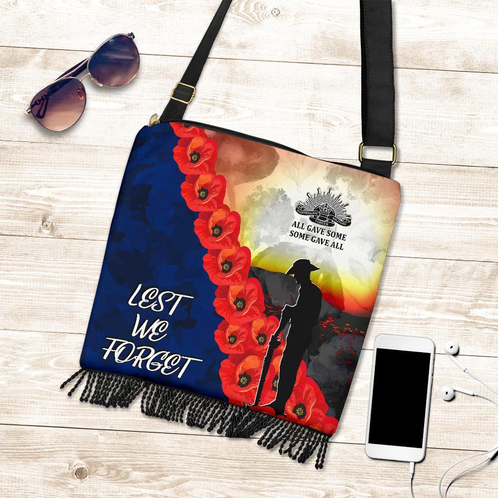 Anzac Lest We Forget Boho Handbag - All Gave Some, Some Gave All -