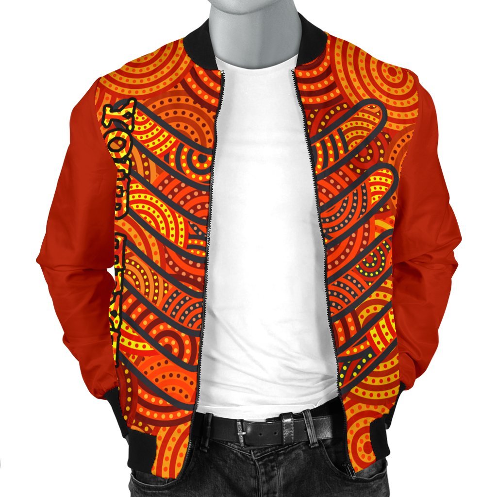 Aboriginal Personalised Men Bomber Jacket - Aboriginal Boomerangs And Dot Circle