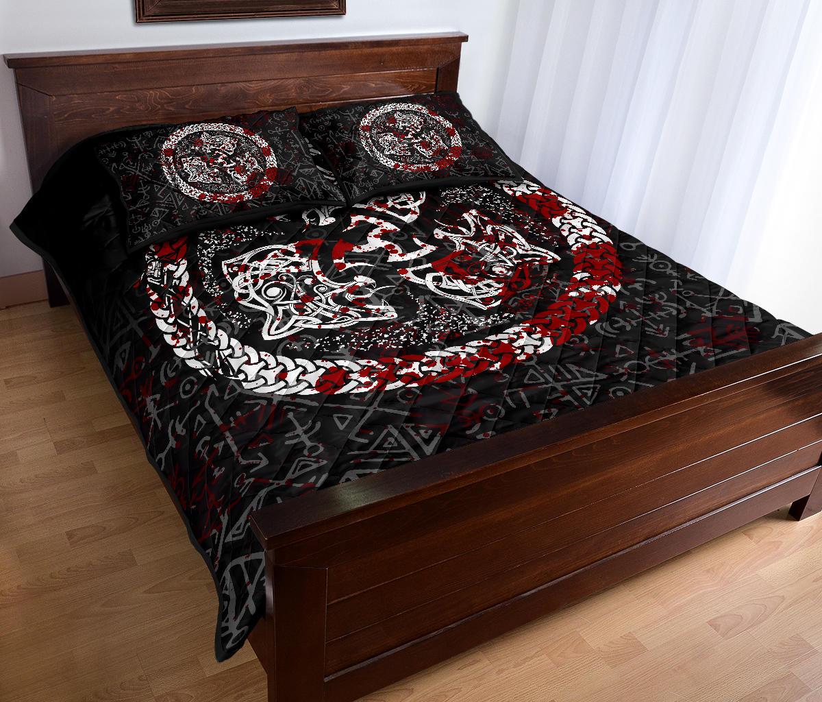 Viking Quilt Bedding Set Fierce Blood Wolf Symbol Of A Viking Nordic