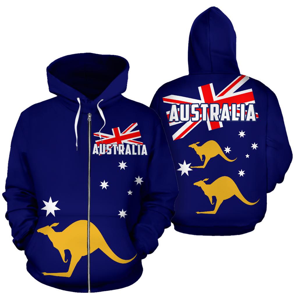 Zip Hoodie - Kangaroo Hoodie Aus Flag Ver04 - All Over Print