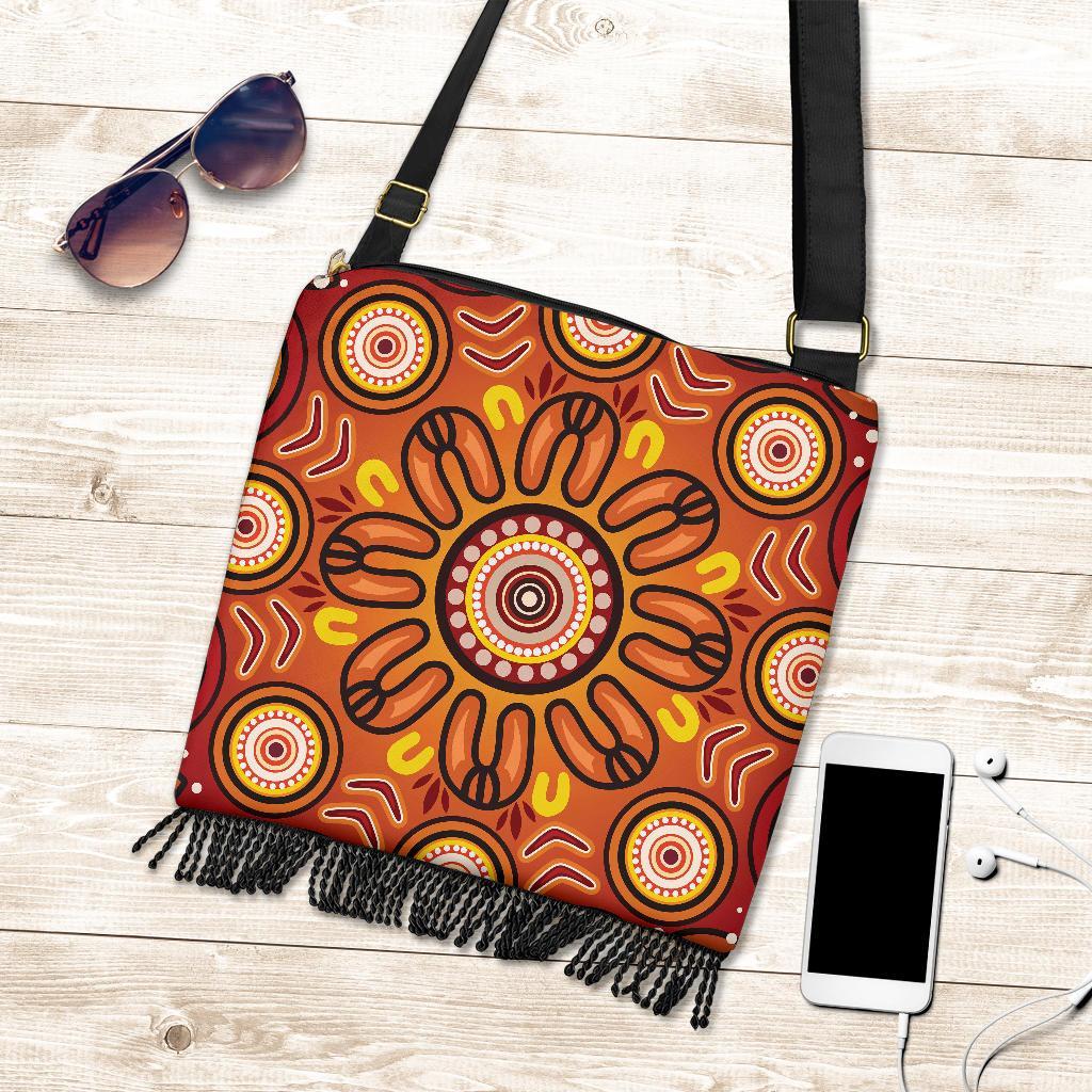 Aboriginal Boho Handbag - Circle Flowers Patterns VER01