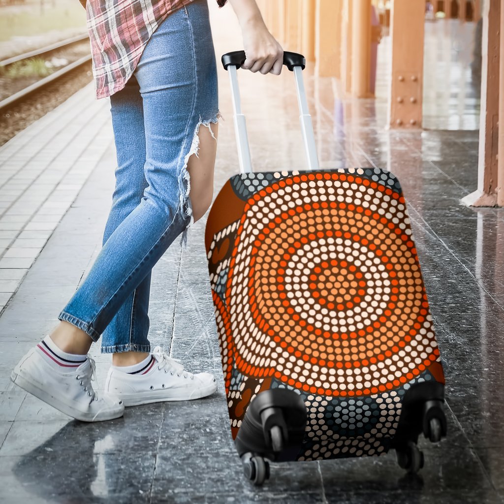 Luggage Cover - Aboriginal Dot Painting Suitcase Ver05