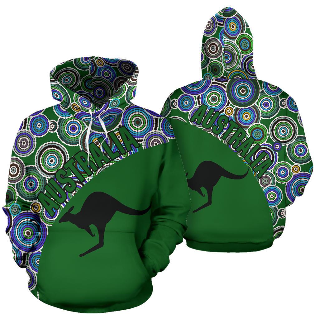 Aboriginal Hoodie - Kangaroo Patterns Circle Dot Painting 03