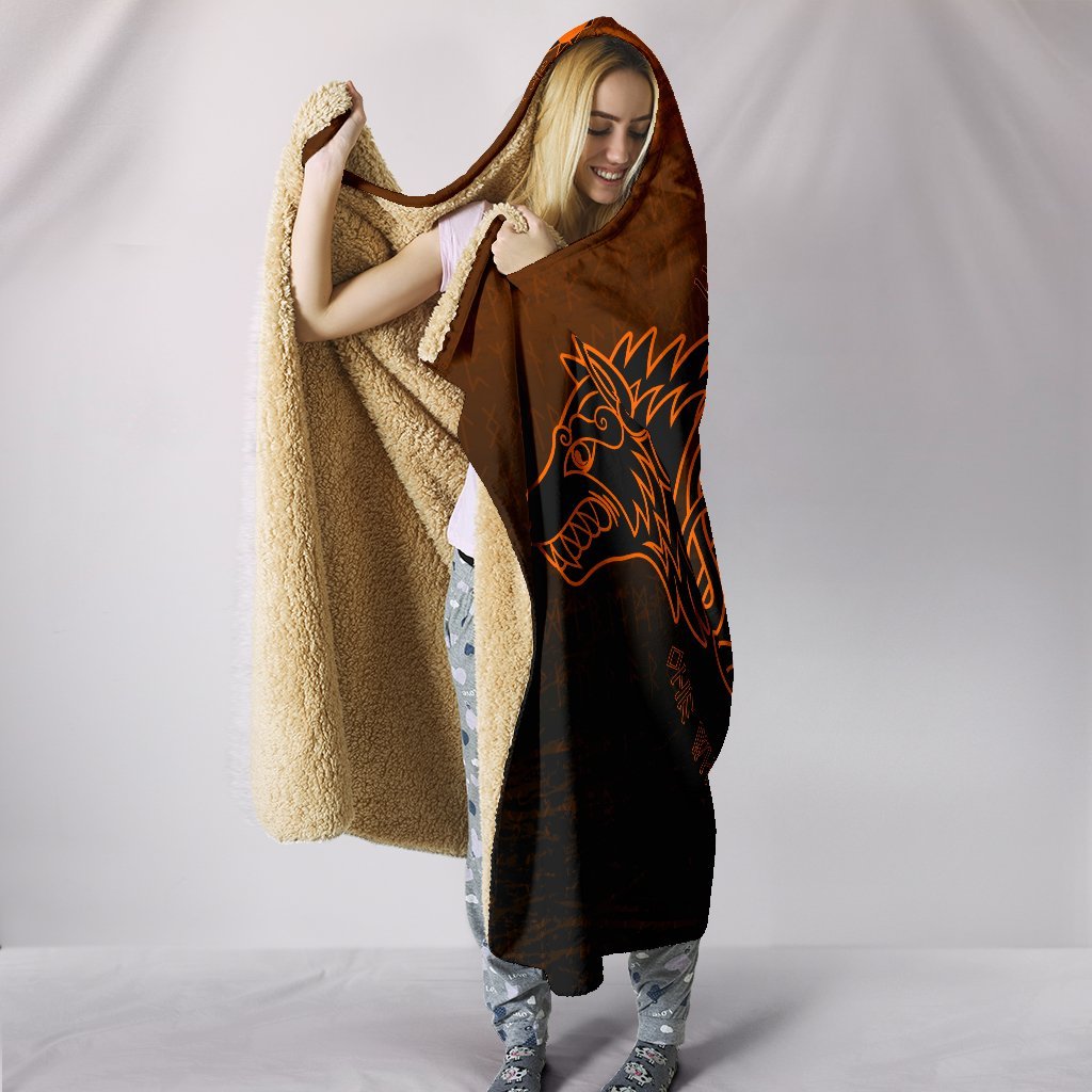 Viking Hooded Blanket Skoll And Hati Orange