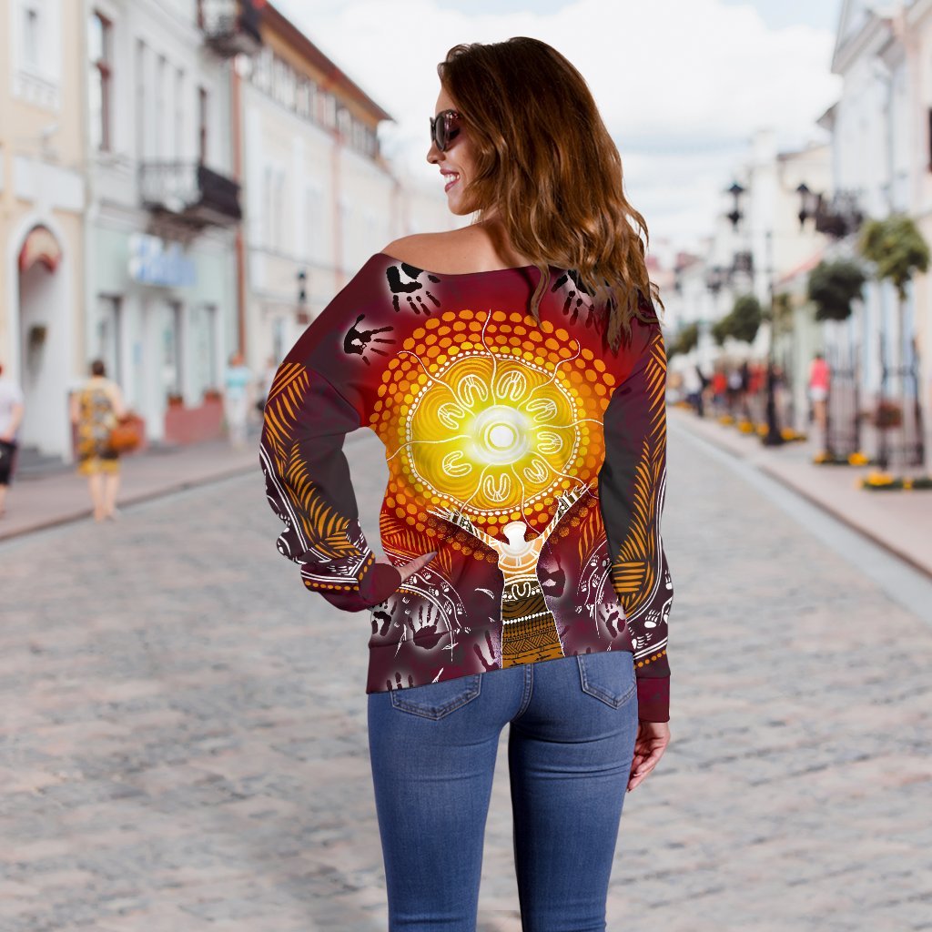 Off Shoulder Sweater - Australian Aboriginal NAIDOC Week - Because Of Her, We Can