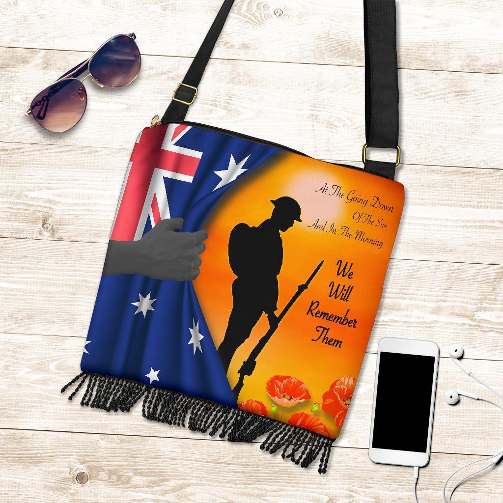 Anzac Boho Handbag - We Will Remember Them Ver02