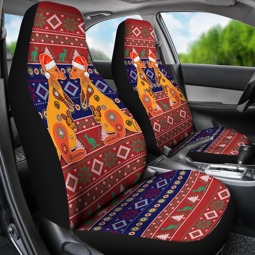 Australia Christmas Car Seat Cover - Mother Kangaroo In Christmas