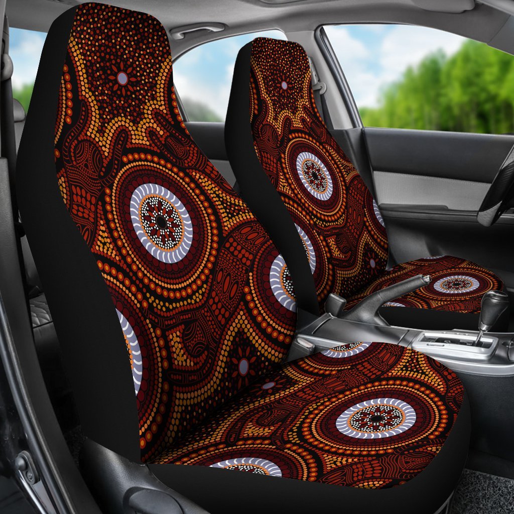 Aboriginal Car Seat Cover - Aboriginal Human Dot Painting Art