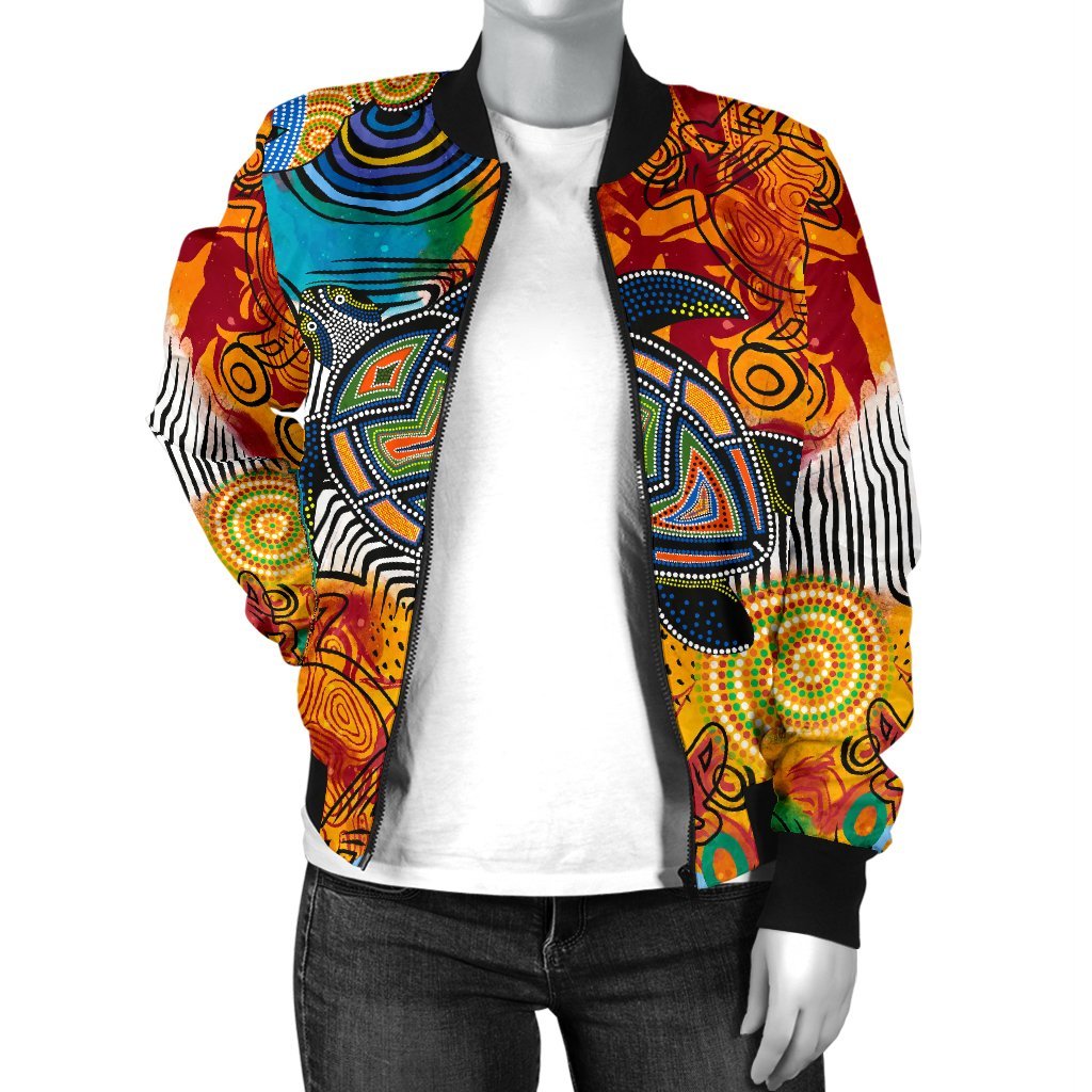 Aboriginal Bomber Jacket - Turtle Indigenous Art