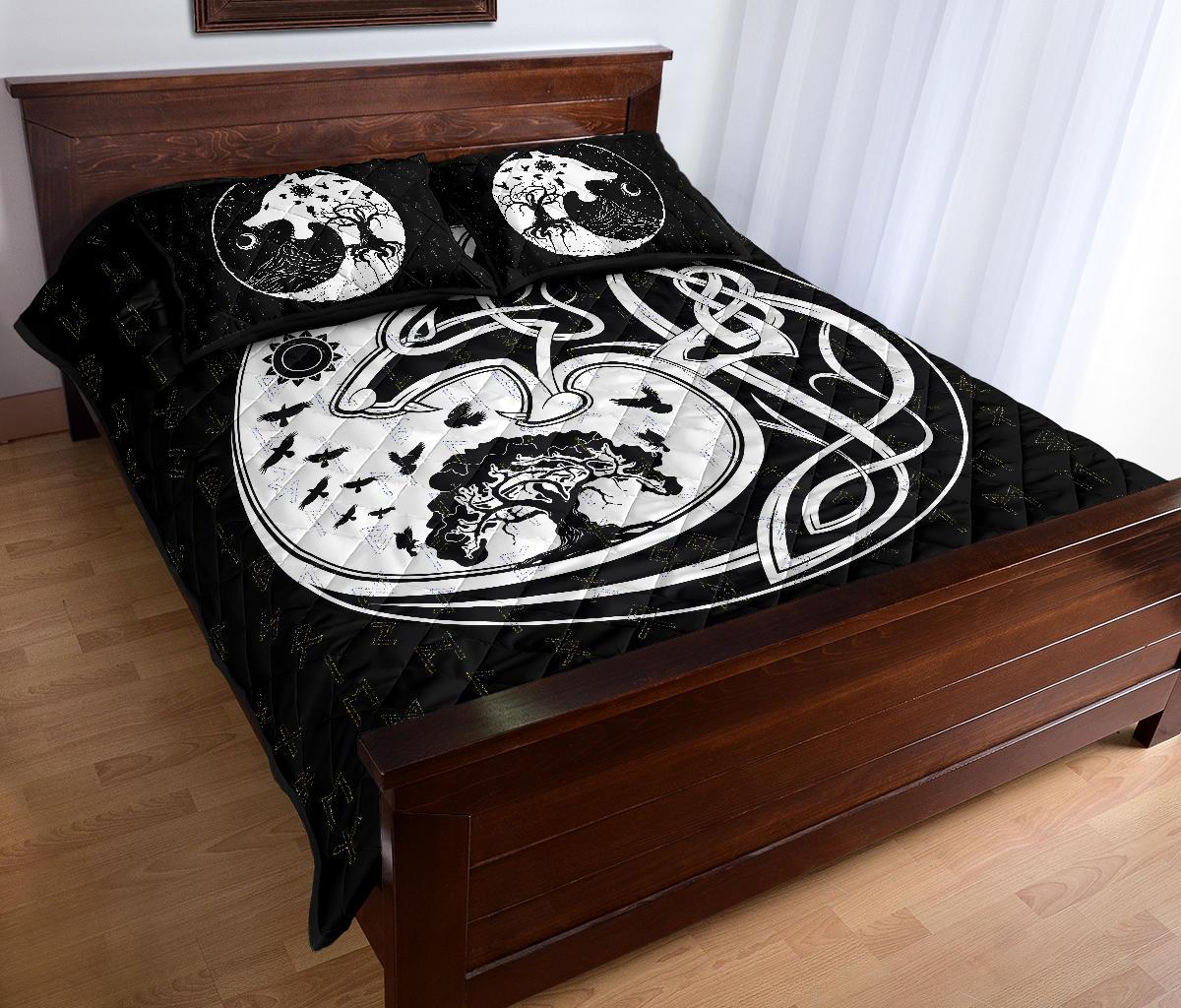 Viking Quilt Bedding Set Skoll And Hati Rune Tattoo