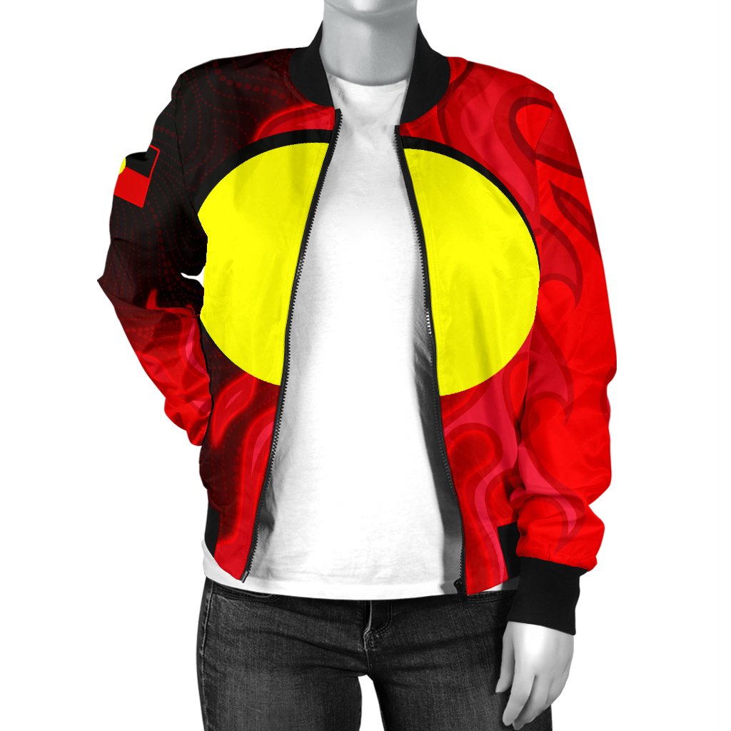 Bomber Jacket - Aboriginal Patterns Jacket Sun Australia Flame