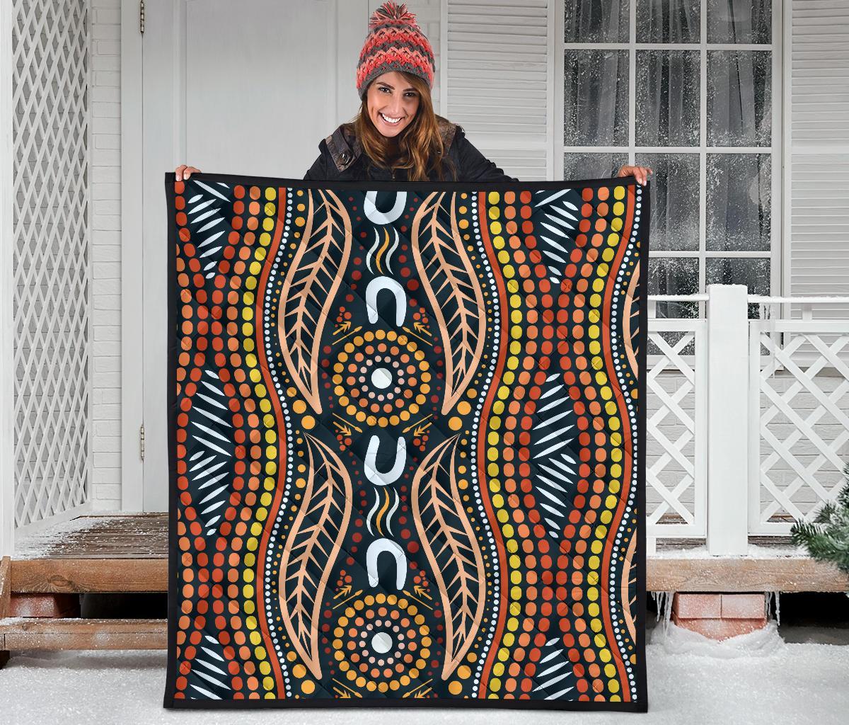 Aboriginal Premium Quilt - Indigenous Dot Painting