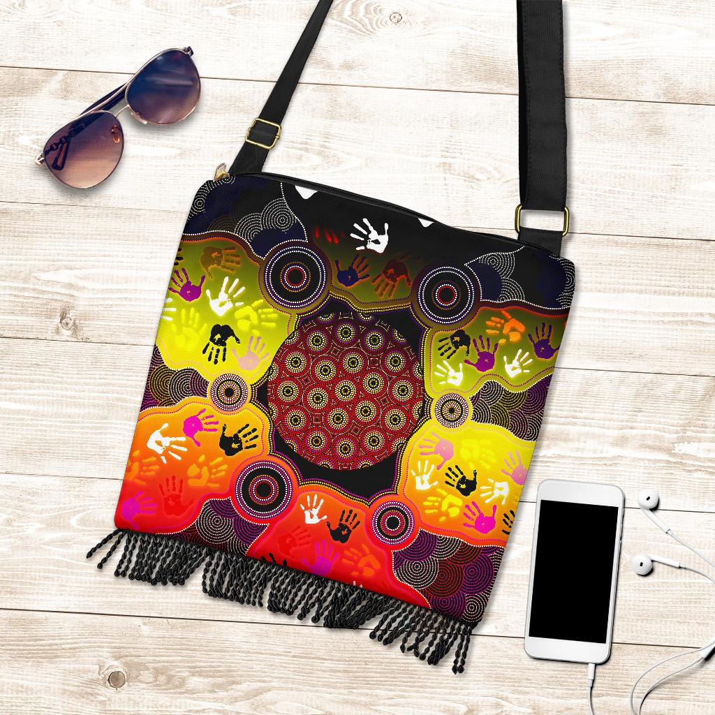 Aboriginal Boho Bags - Indigenous Circle Dot Painting Hand Art