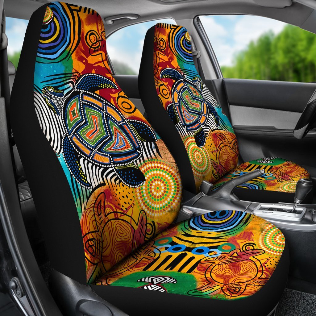 Aboriginal Car Seat Cover - Turtle Indigenous Art