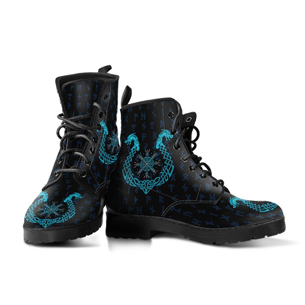 Viking Leather Boots Aegishjalmur Helm Of Awe Blue Edition