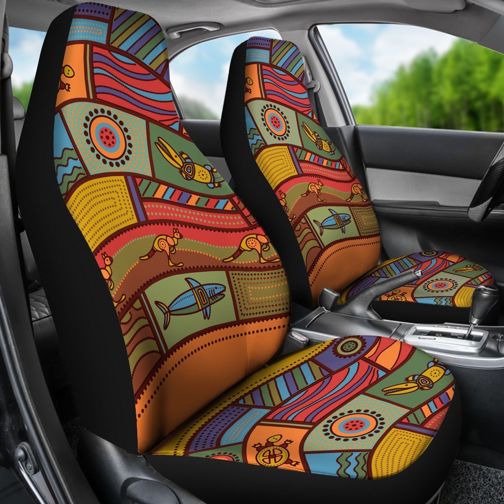Car Seat Cover - Aboriginal Art With Animals