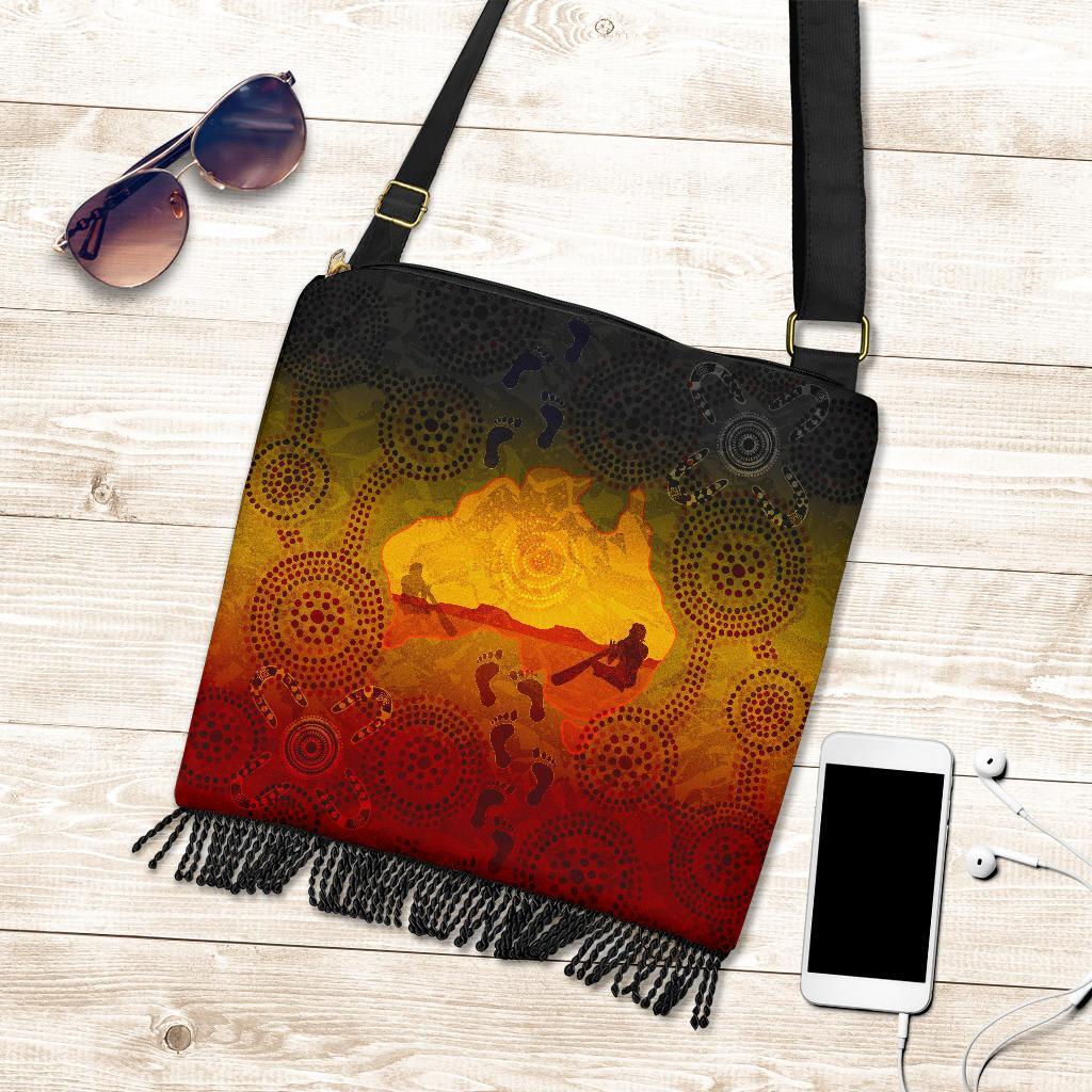 Aboriginal Boho Bags - Australian Map with Indigenous Color