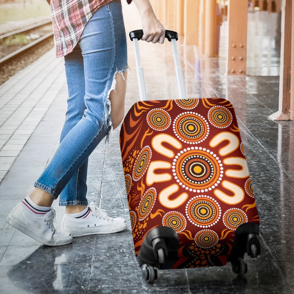 Aboriginal Luggage Covers - Circle Flowers Patterns Ver02