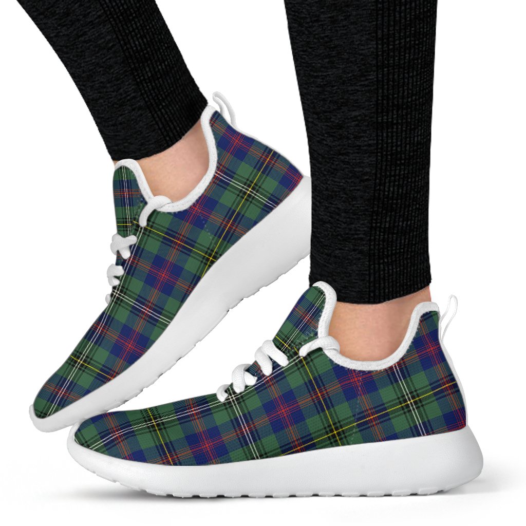 Wood Modern Tartan Plaid Mesh Knit Sneakers