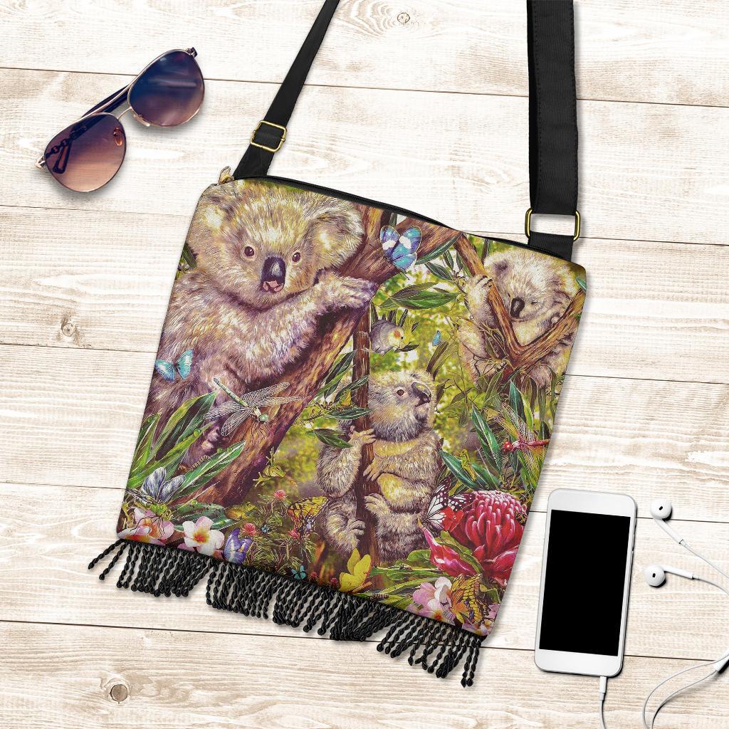 Koala Boho Bag - 3D Koala with Waratah Flower Bag