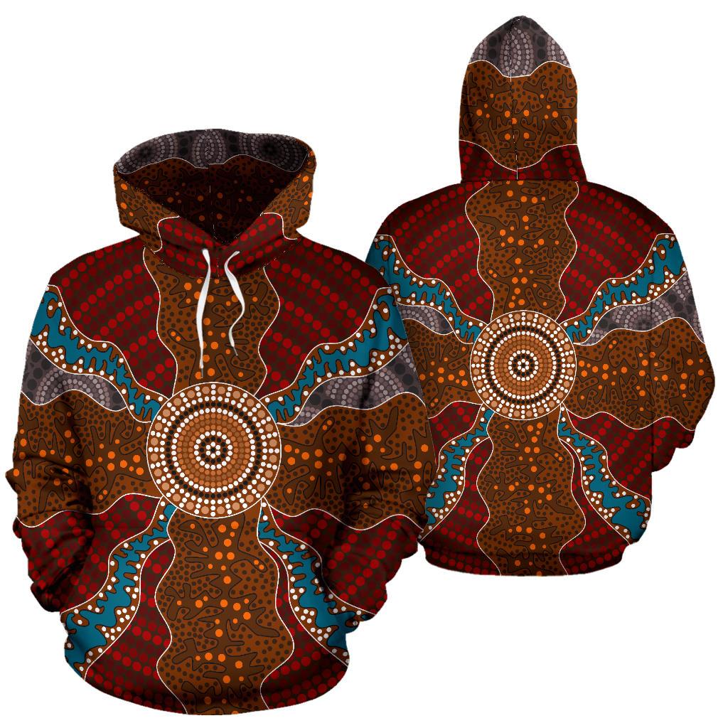 Aboriginal Hoodie - Circle Dot Painting Indigenous Patterns