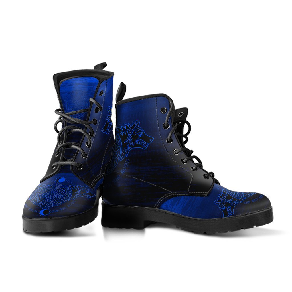 Viking Leather Boots Skoll And Hati Blue Style