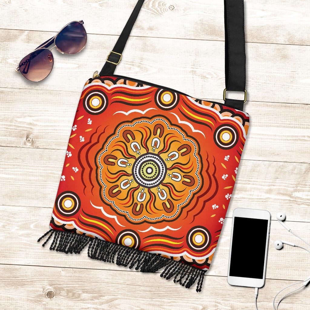 Aboriginal Boho Handbag - Indigenous Art Patterns Ver01