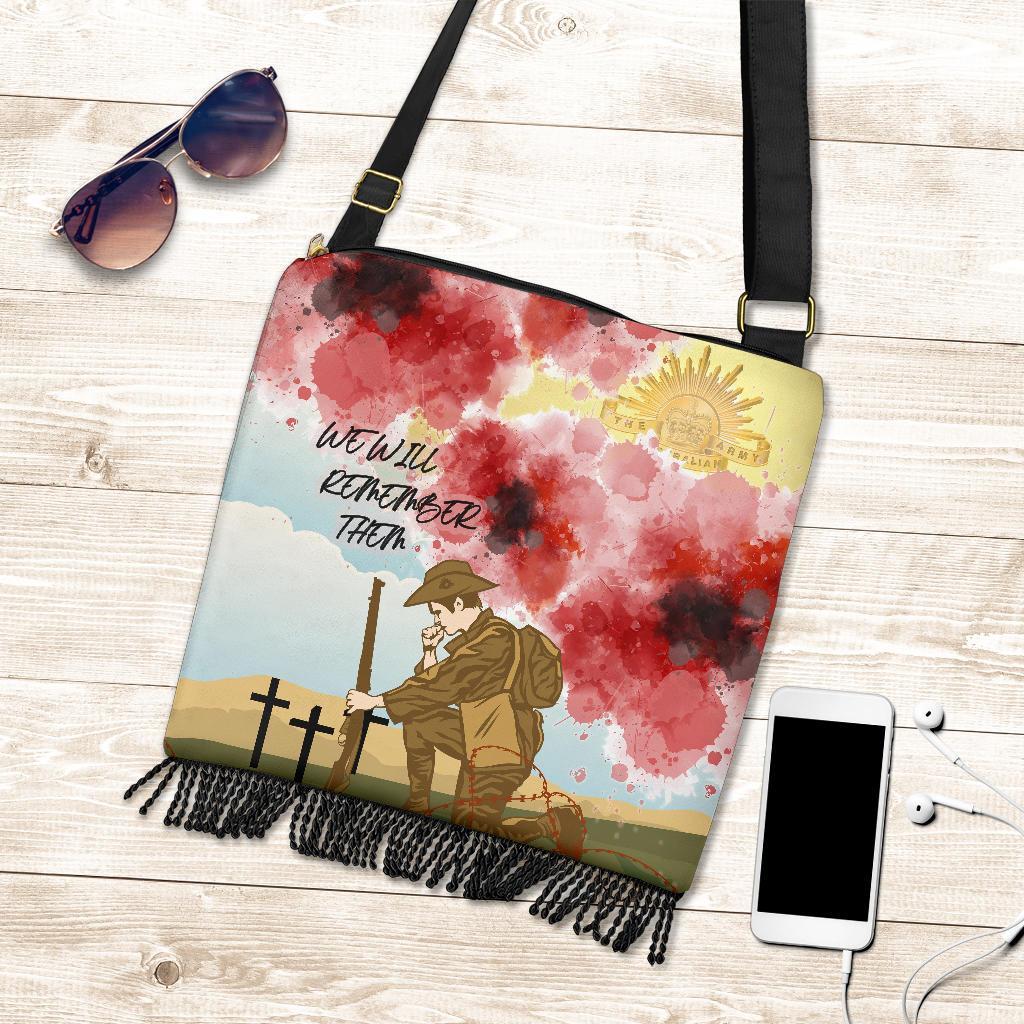 Anzac Day Boho Handbag - We Will Remember Them