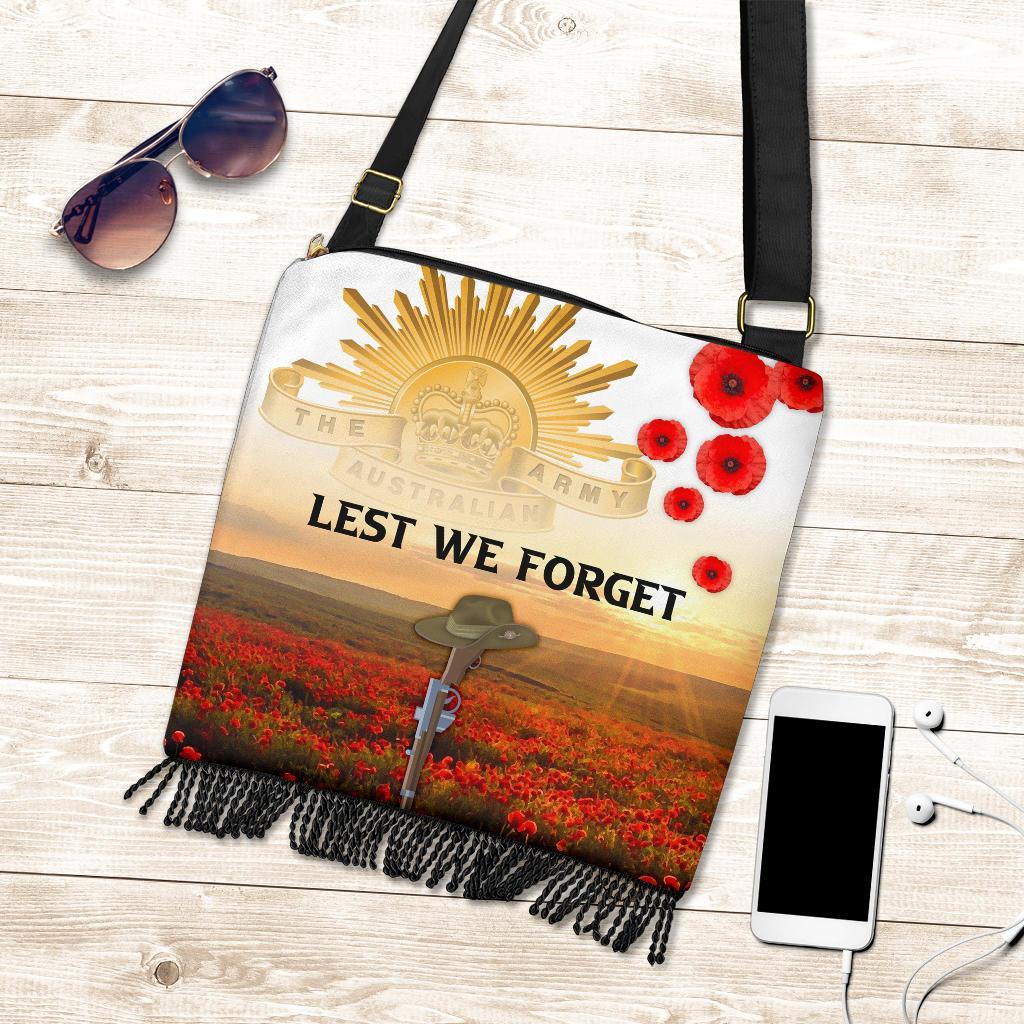 Anzac Day 2022 Crossbody Boho Handbag - We Will Remember Them