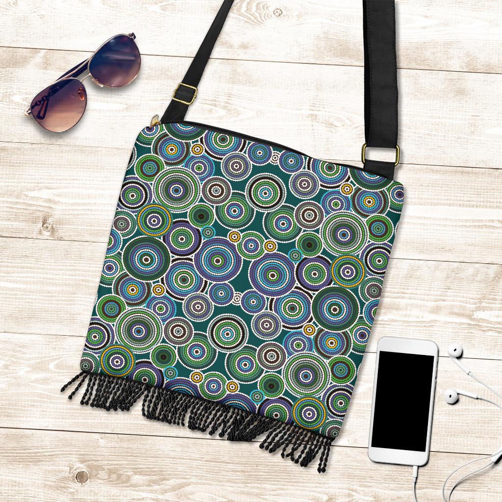 Crossbody Boho Handbags - Aboriginal Dot Painting Bag Ver15