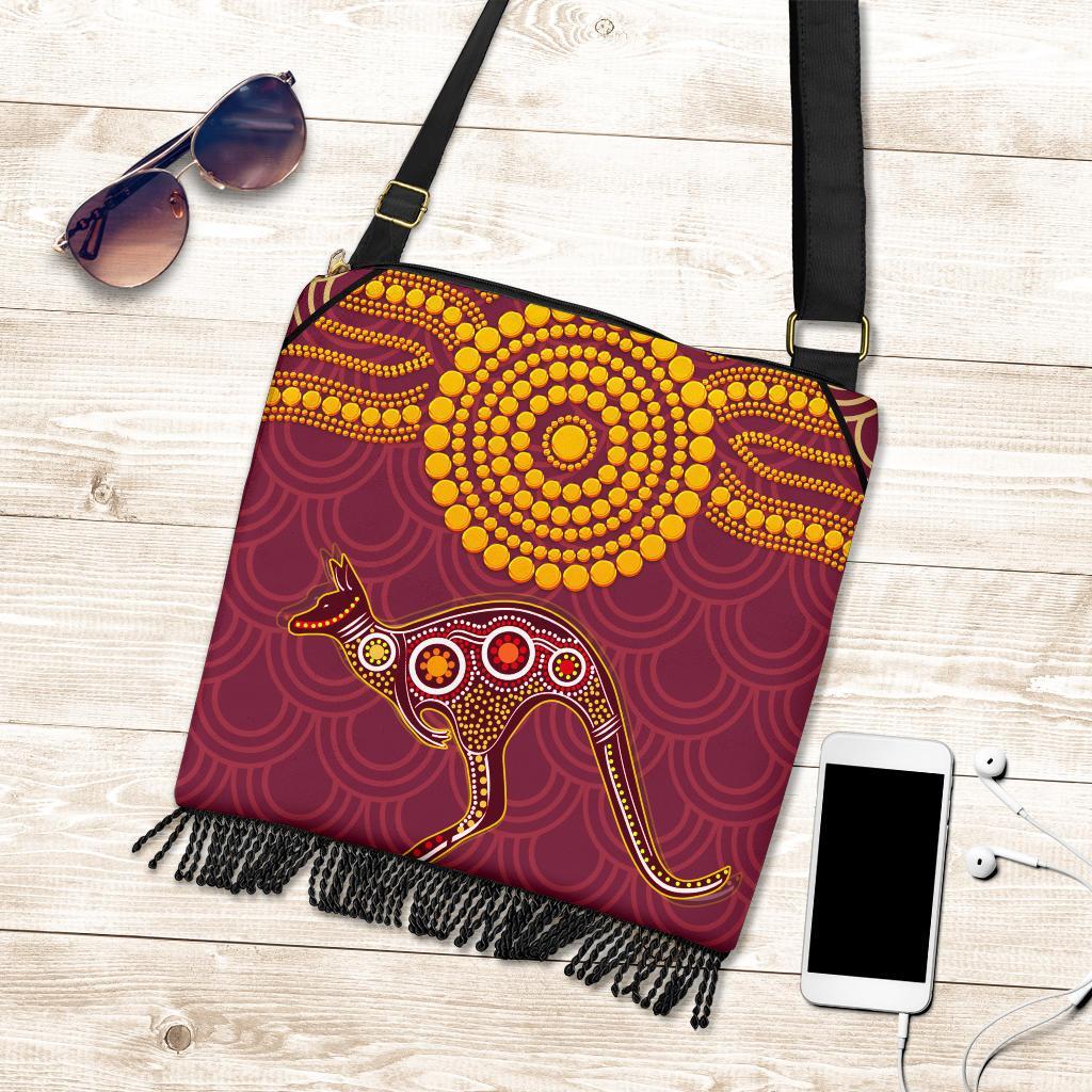 Aboriginal Crossbody Boho Handbag - Aboriginal Kangaroo