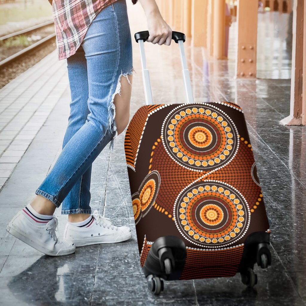 Luggage Cover - Aboriginal Dot Painting Suitcase Ver10