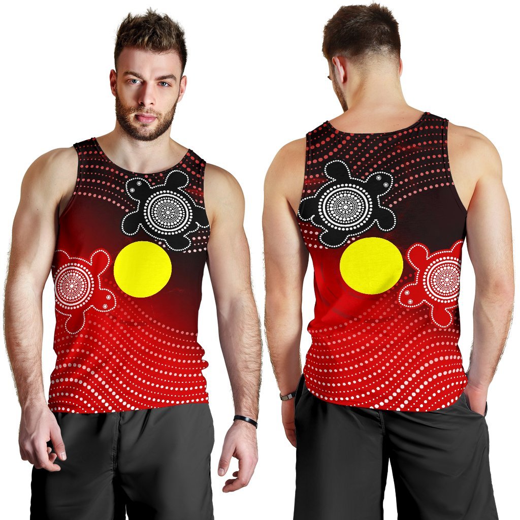 Aboriginal Men's Tank Top - Indigenous Circle Dot Painting Style -