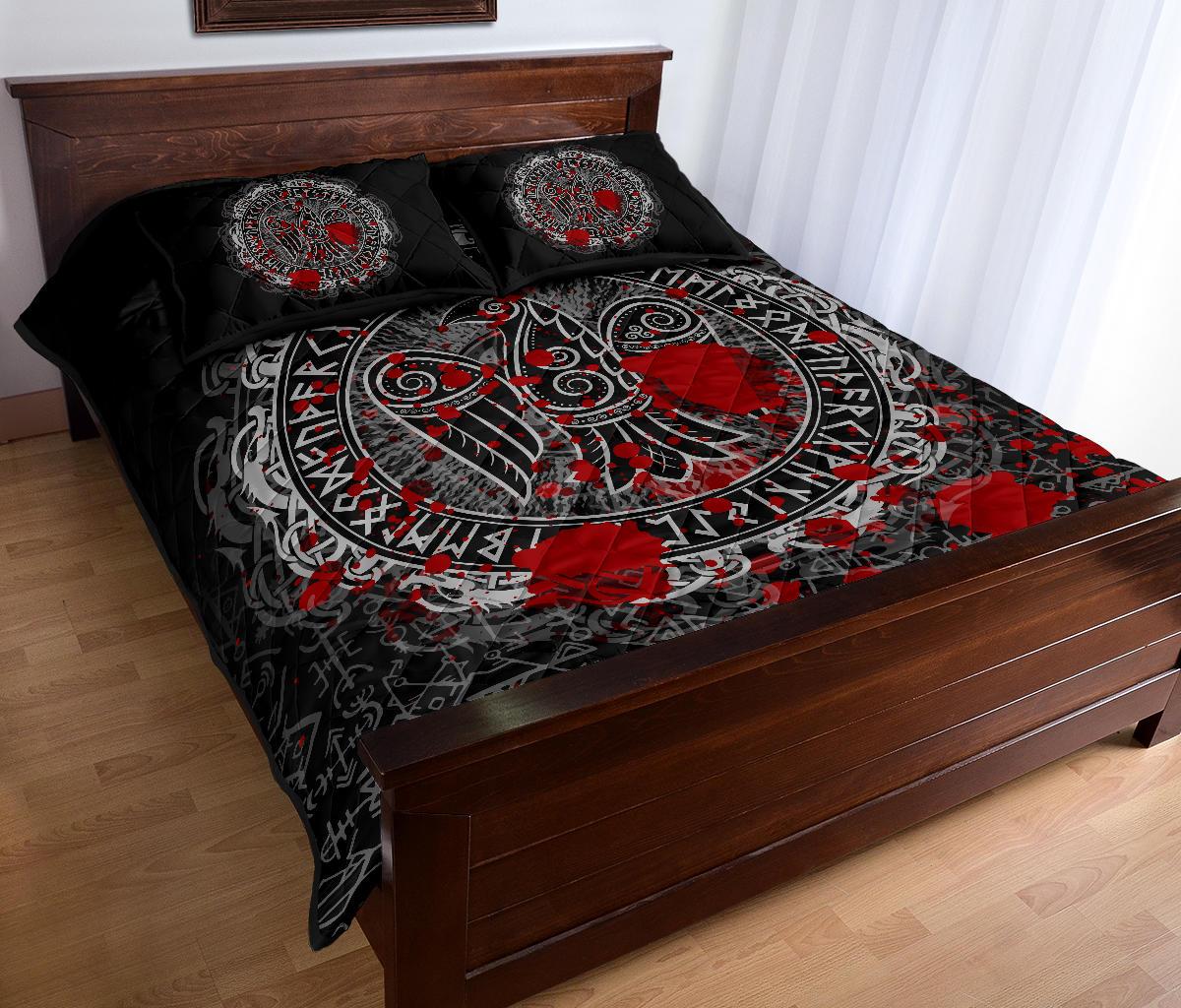 Viking Quilt Bedding Set Raven Celtic Tattoo Blood