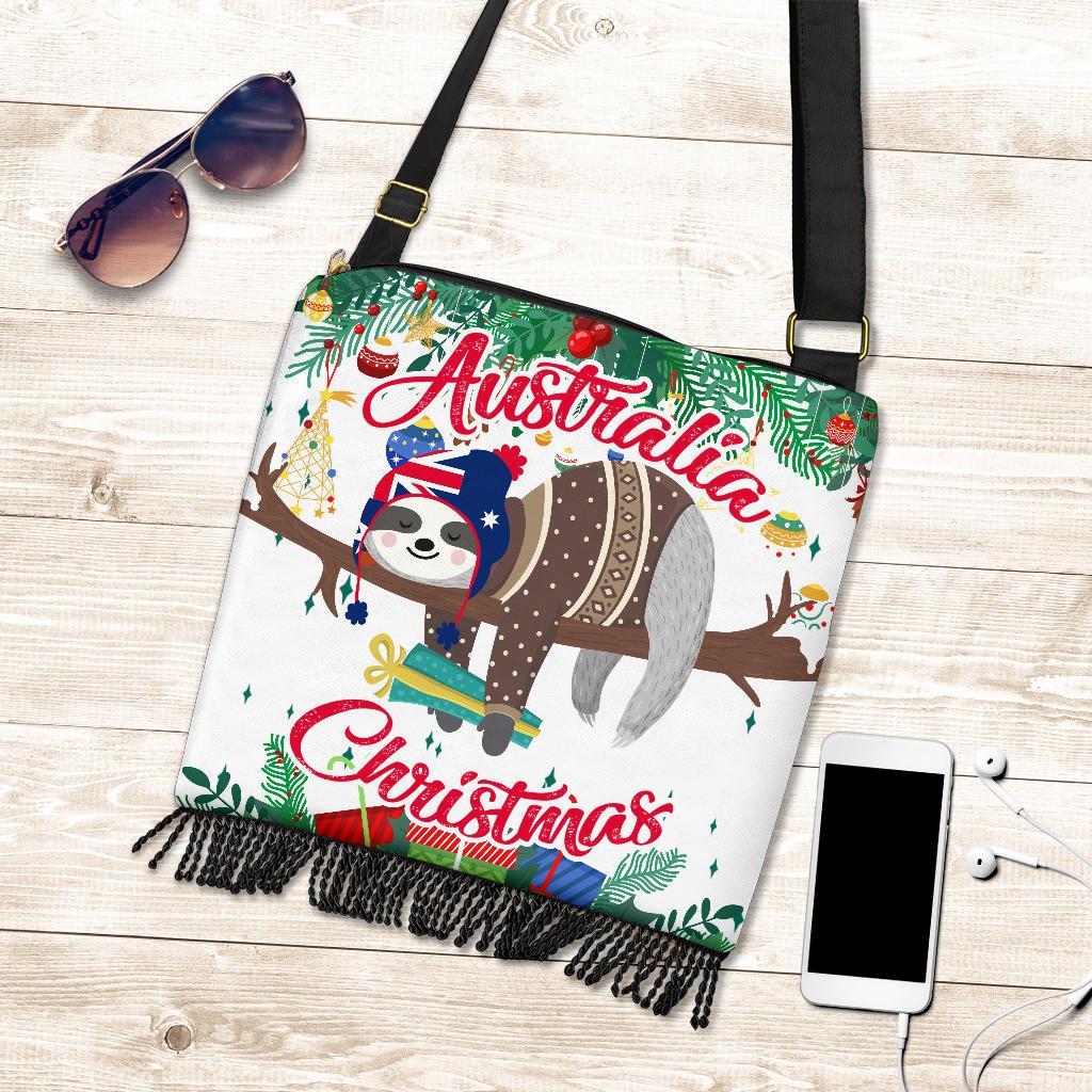 Australia Christmas Crossbody Boho Handbag White - Merry Christmas