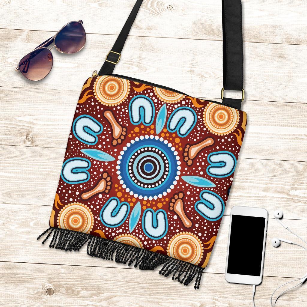 Boho Handbag - Indigenous Circle Dot Painting Ver02