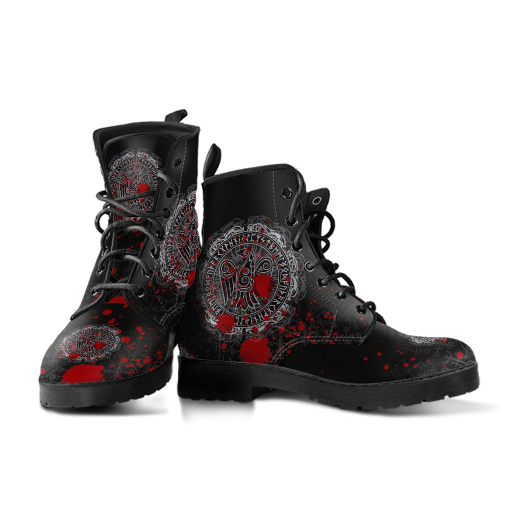 Viking Leather Boots Raven Celtic Tattoo Blood