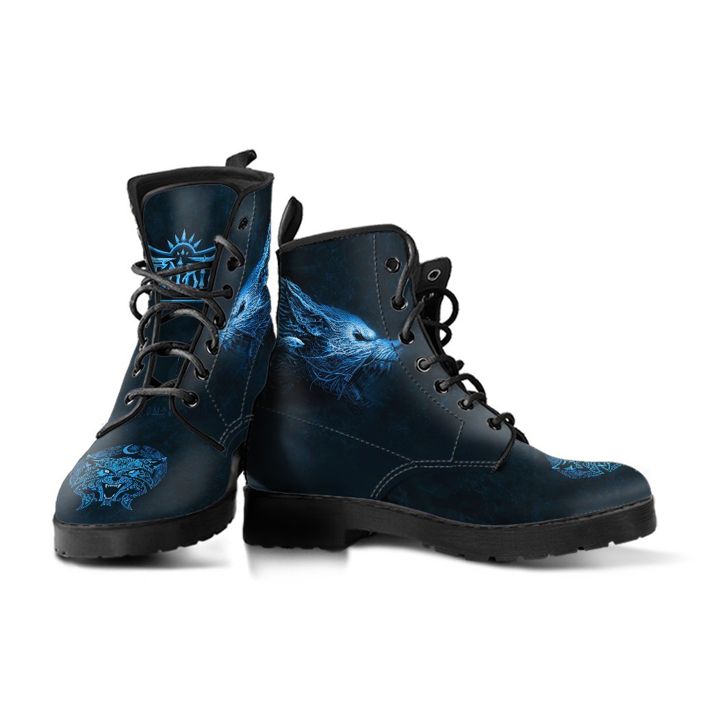 Viking Leather Boots Fenrir Wolf