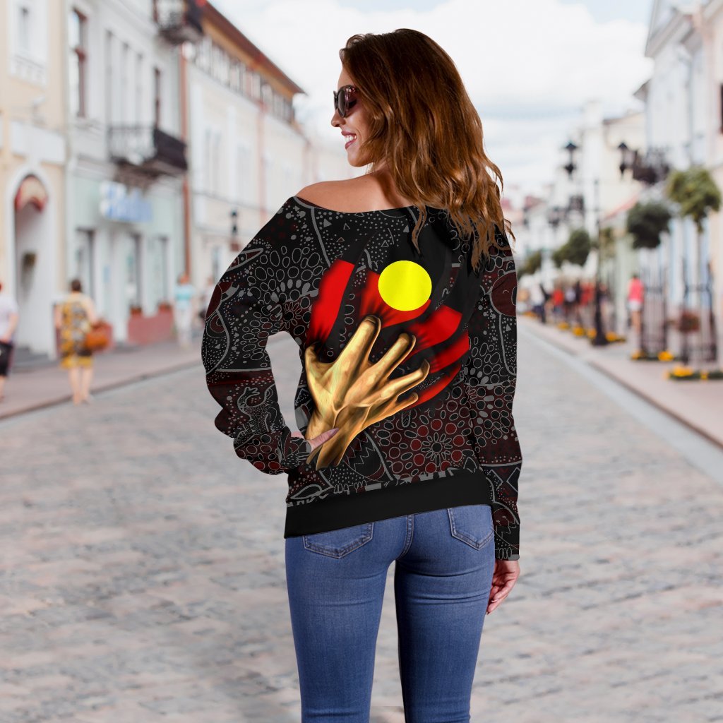 Aboriginal Women's Off Shoulder Sweater - Aboriginal Blood In Me