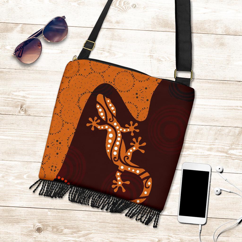 Aboriginal Boho Handbags - Lizard in Aboriginal Dreaming