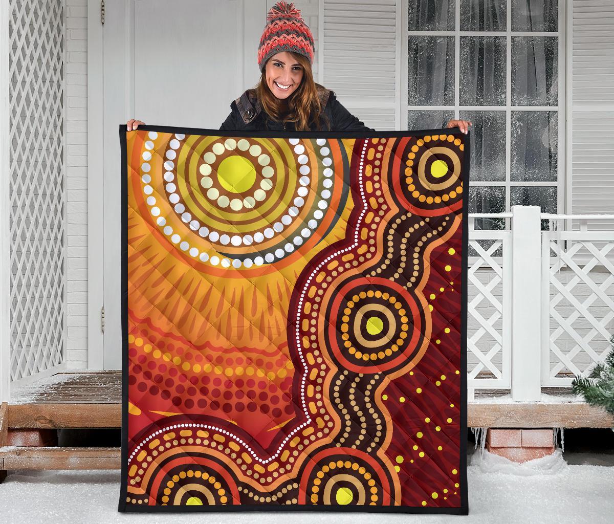 Aboriginal Premium Quilt - Sunrise Aboriginal Art