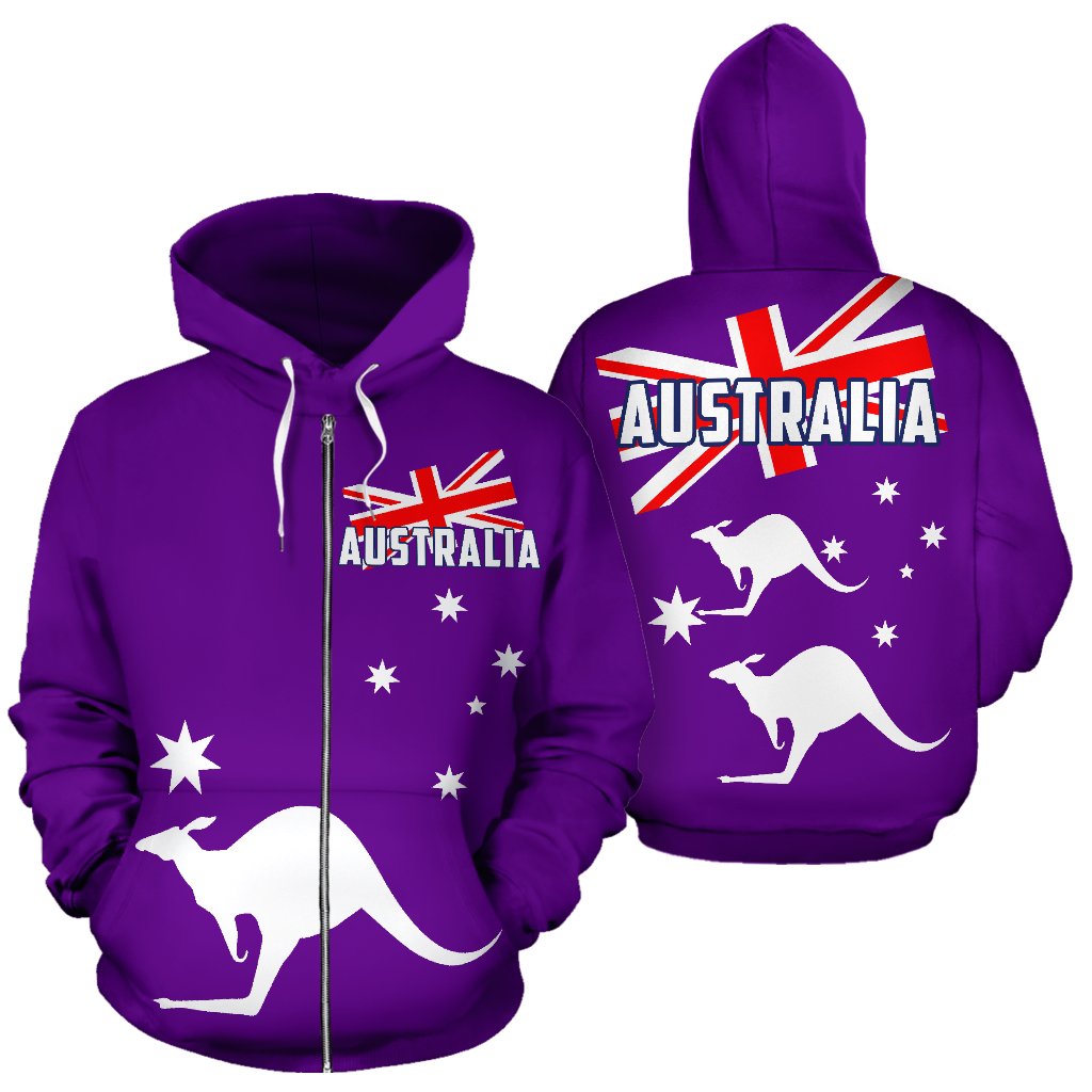 Zip Hoodie - Kangaroo Hoodie Aus Flag Ver03 - All Over Print