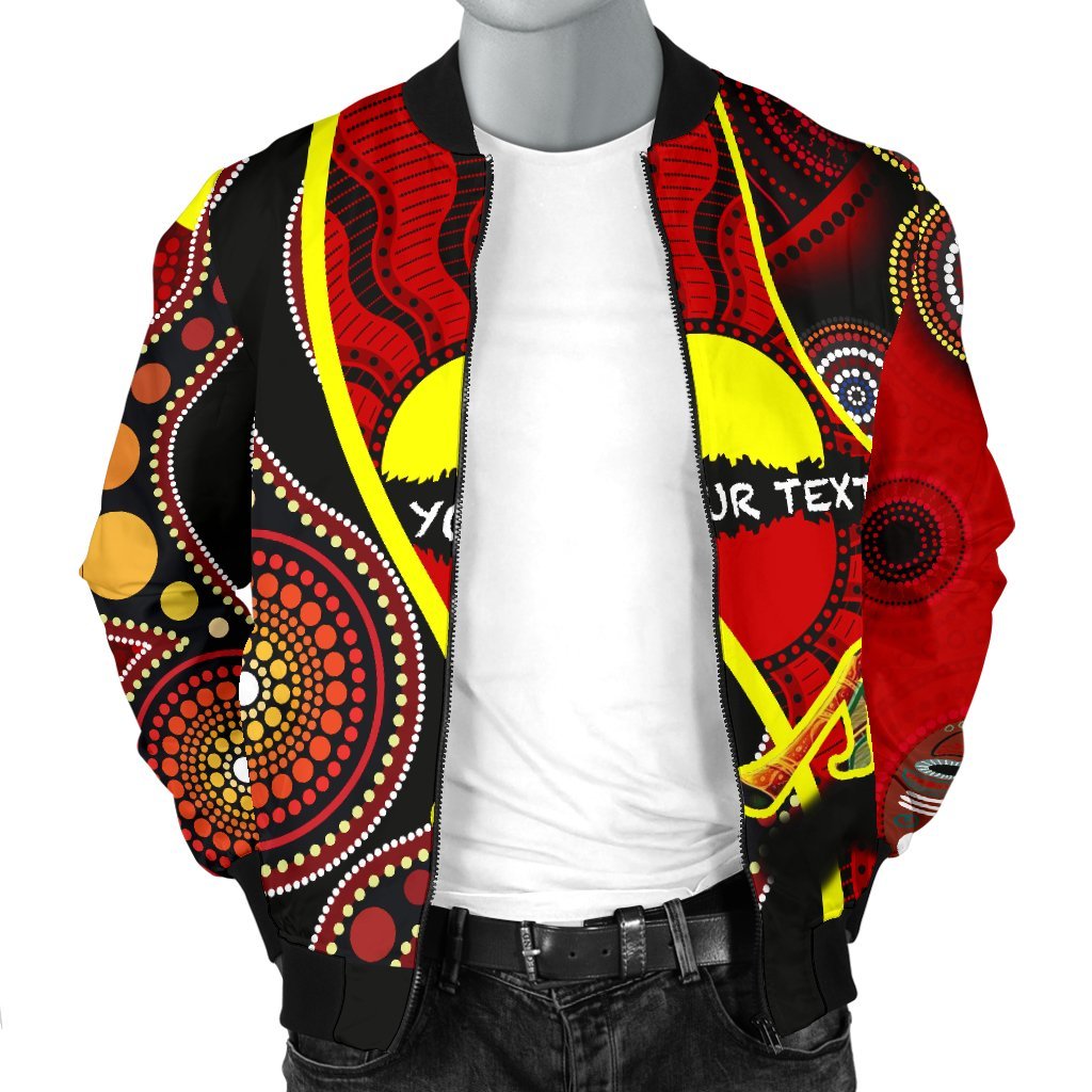 (Custom) Men Bomber Jacket - Australia Aboriginal Dots With Didgeridoo