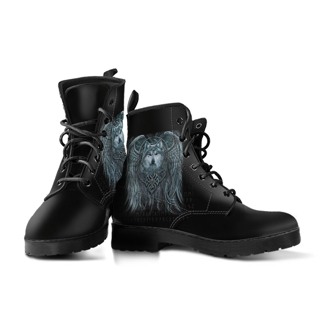 Viking Leather Boots Spiral Wolf Spirit