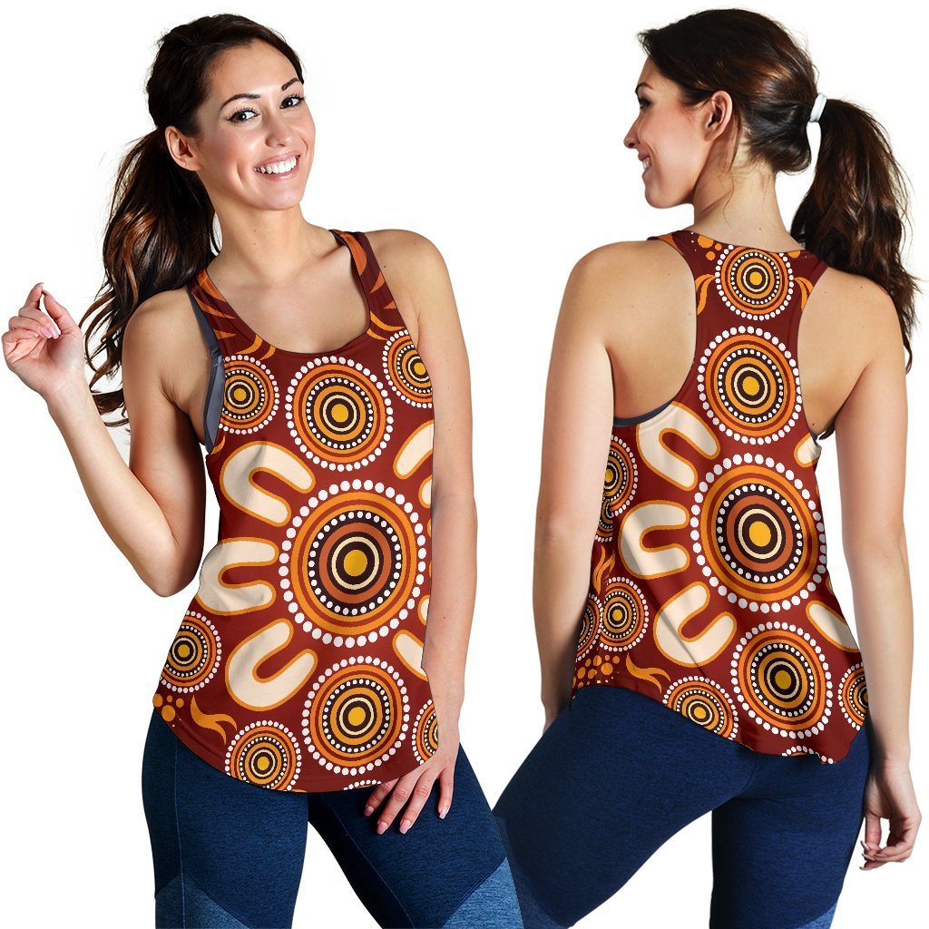 Aboriginal Women's Racerback Tank - Circle Flowers Patterns Ver02