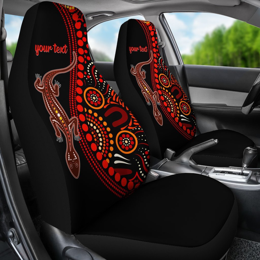 Aboriginal Personalised Car Seat Cover - Aboriginal Lizard With Dot Painting Pattern